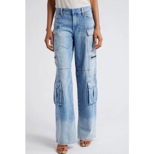 Alice + Olivia Blue Mid Rise Cargo Jeans Size 29